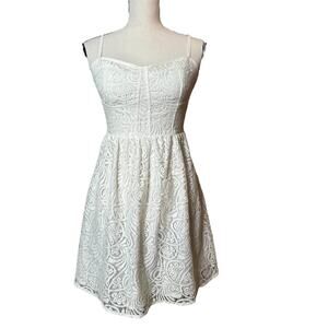 Ark & Co. Ivory Off White Lace Fit & Flare Dress Medium Mini